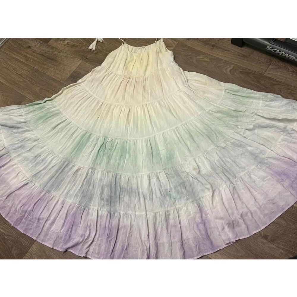 Whimsical Storia Pastel Tie-Dye Colorful Sundress Maxi Dress Size Small - Picture 7 of 10